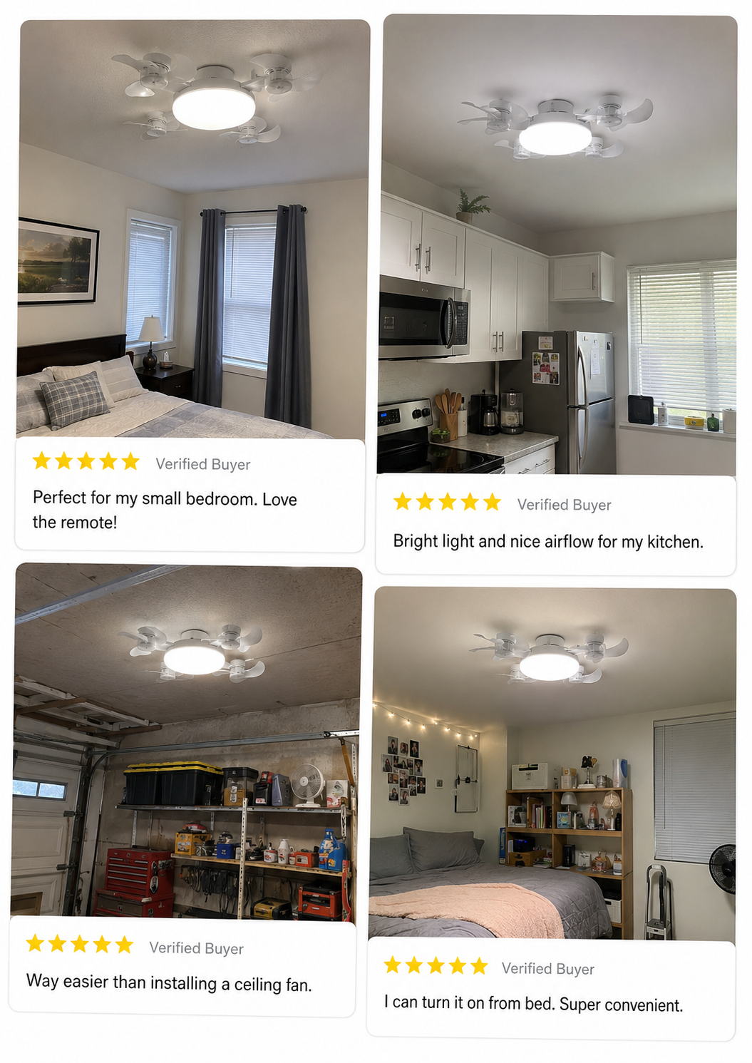 Real customer reviews for E27 fan light