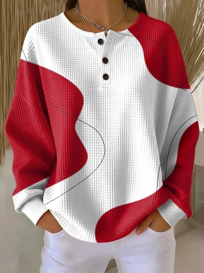 Women's Pullover Sweatshirt Abstract Casual Long Sleeve Round Neck Regular Tops Casual Dailywear Blue White Yellow Pink Red Spring Fall 2026 - $28.99 &ndash;P2