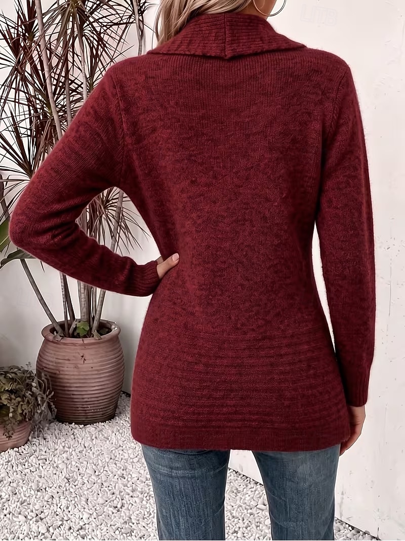 Women's Long Cardigan Knit Cardigan Streetwear Work Open Front Knitted Long Sleeve Long Tops Knit claret Coffee brown Fall Winter 2026 - &euro;24.83 &ndash;P14