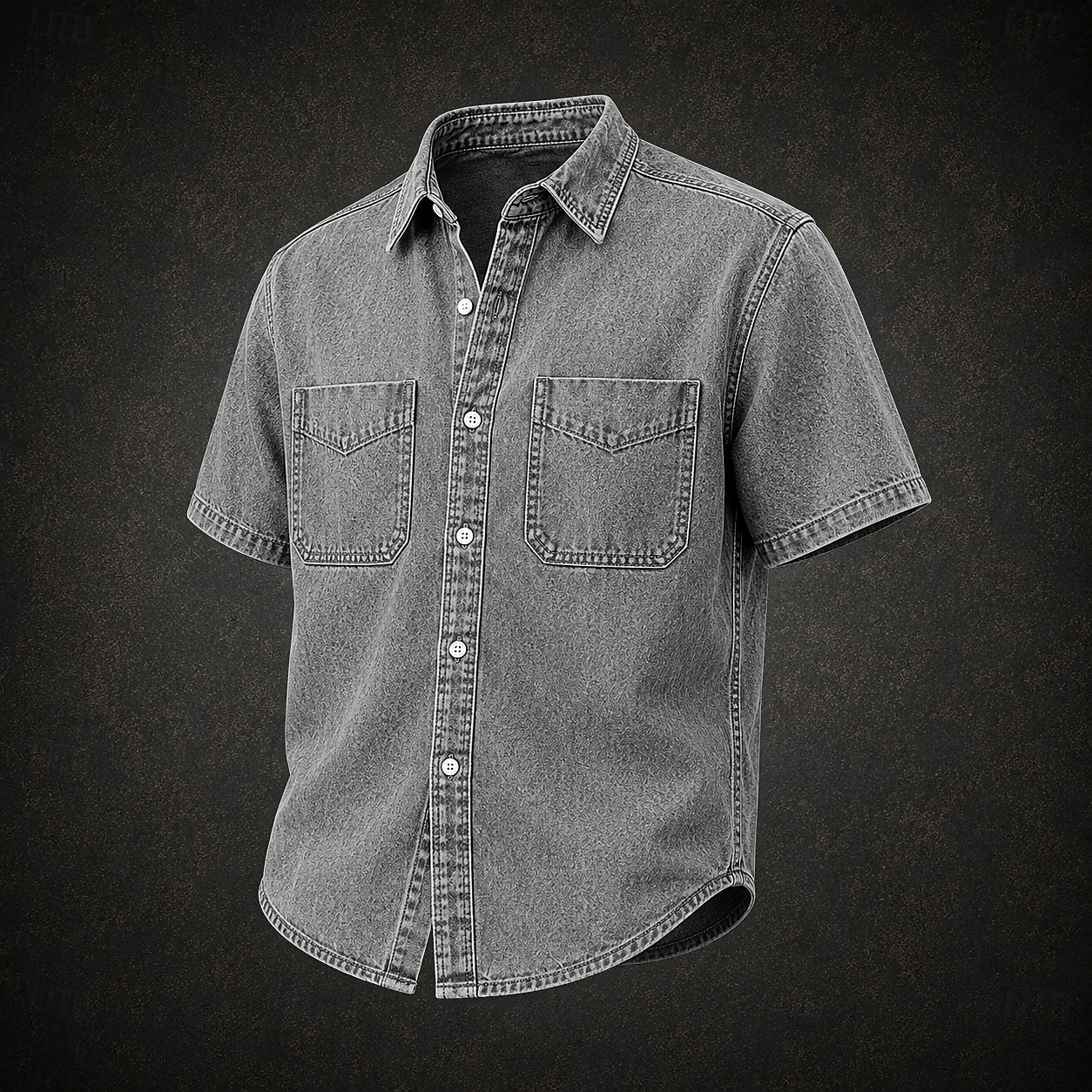SoftFade&trade; Men Shirt Casual Shirt Cargo Shirt Demin Shirt Acid Wash Shirt Garment Dyed Short Sleeve Plain Shirt Collar Casual Daily Front Pocket Clothing Apparel Elegant Vintage Fashion Casual 2026 - $31.99 &ndash;P11
