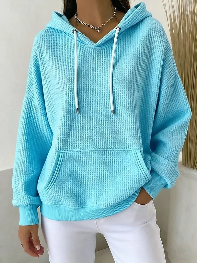 Women's Pullover Hoodie Sweatshirt Pocket Plain Casual Long Sleeve Hooded Regular Tops Blue Black White Pink Fuchsia Spring Fall Winter 2026 - $14.49 &ndash;P4