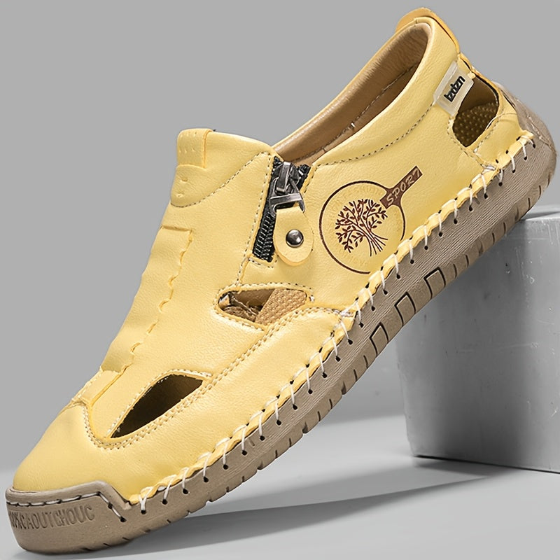 Hand-Stitched Slip-On Summer Loafers | No-Bend Zipper, Breathable & Cool All-Day Comfort