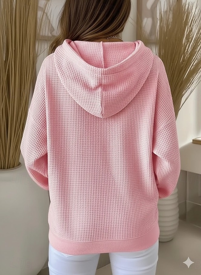 Women's Pullover Hoodie Sweatshirt Pocket Plain Casual Long Sleeve Hooded Regular Tops Blue Black White Pink Fuchsia Spring Fall Winter 2026 - $14.49 &ndash;P2
