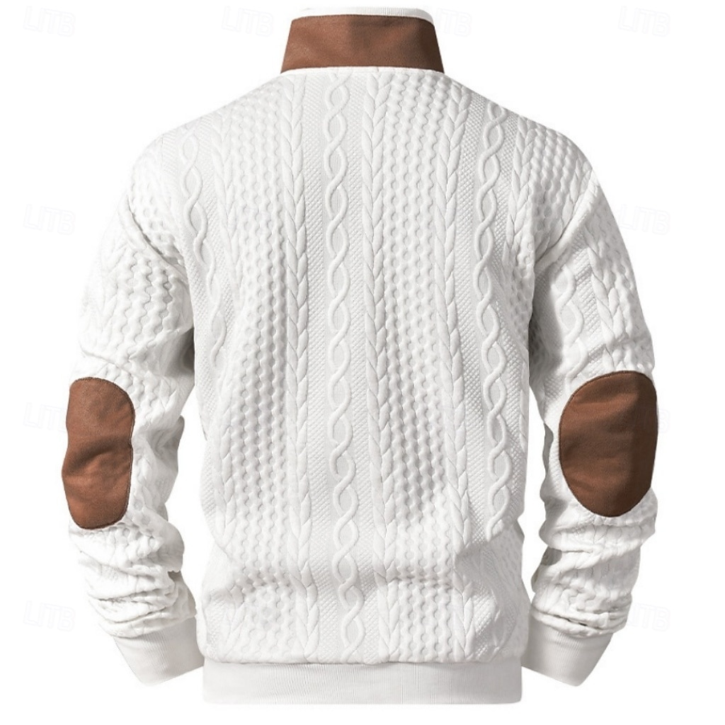 Men's Jacquard Sweatshirt Button Up Sweatshirts Pullover White Khaki Black High Neck Color Block Patchwork Daily Sports & Outdoor Holiday Streetwear Sportswear Casual Fall Winter Clothing Apparel 2026 - $28.99 &ndash;P9