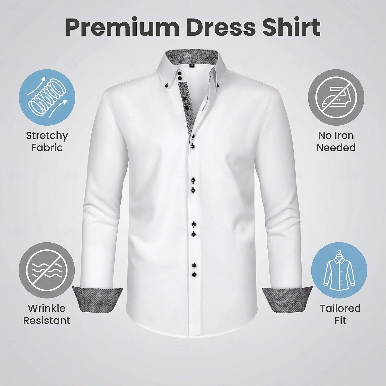 Men's Shirt Dress Shirt Non Iron Shirt Button Up Shirt Color Block Casual Daily Light Blue Black White Pink Long Sleeve Turndown All Seasons Clothing Apparel Patchwork 2026 - $31.99 –P10