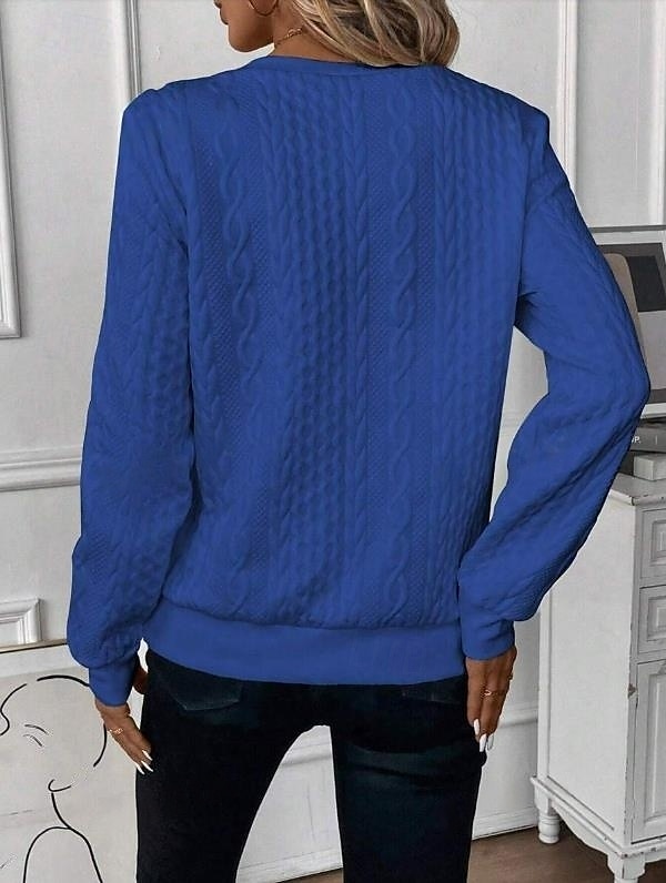 Women's Sweatshirt Elegant Modern Plain Work Crew Neck Zipper Loose Fit Long Sleeve Black White Pink Gray Spring Fall 2026 - $11.99 –P8