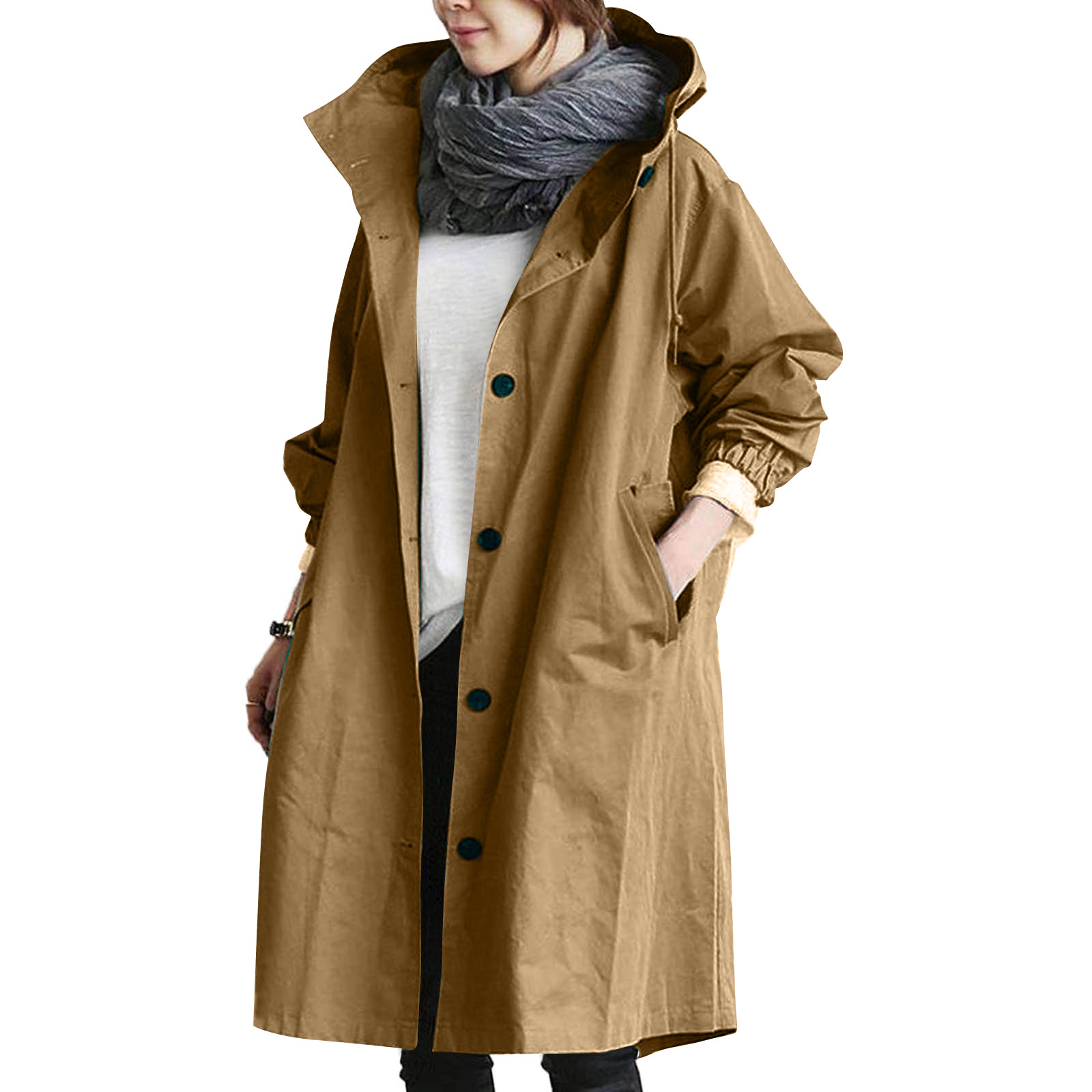 Water Resistant Oversized Hooded Windbreaker Rain Jacket