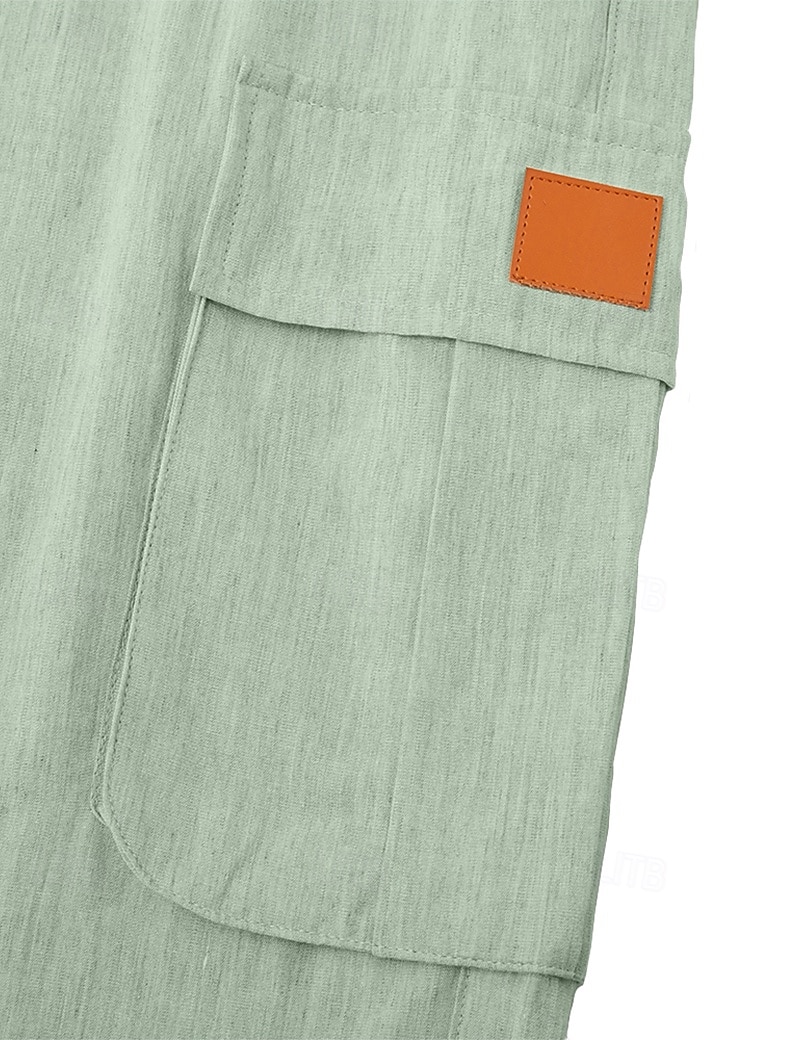 Men's Shorts Linen Shorts Summer Shorts Beach Shorts Drawstring Elastic Waist Multi Pocket Plain Comfort Breathable Knee Length Daily Outdoor Holiday Vacation Fashion Black Green Inelastic 2026 - $24.99 –P4