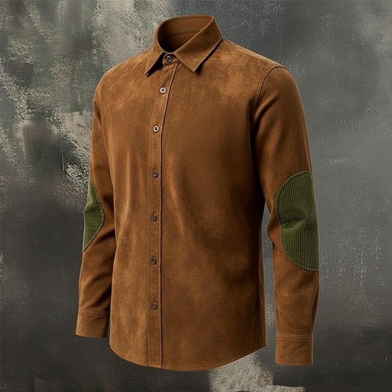 Men's Shirt Texture Casual Shirt Corduroy Shirt Button Up Shirt Black Brown Apricot Long Sleeve Plain Shirt Collar Casual Daily Patchwork Clothing Apparel Elegant Fashion Casual 2026 - $33.99 &ndash;P5