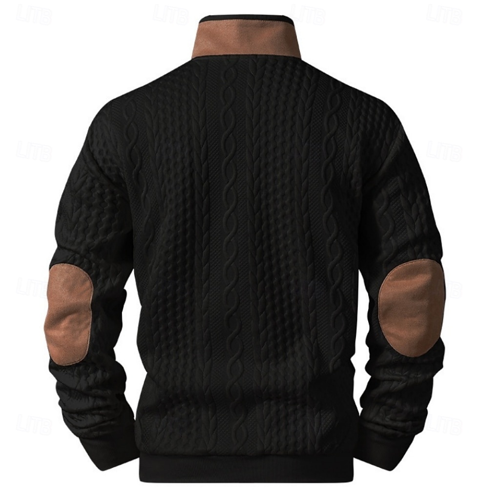 Men's Jacquard Sweatshirt Button Up Sweatshirts Pullover White Khaki Black High Neck Color Block Patchwork Daily Sports & Outdoor Holiday Streetwear Sportswear Casual Fall Winter Clothing Apparel 2026 - $28.99 &ndash;P6