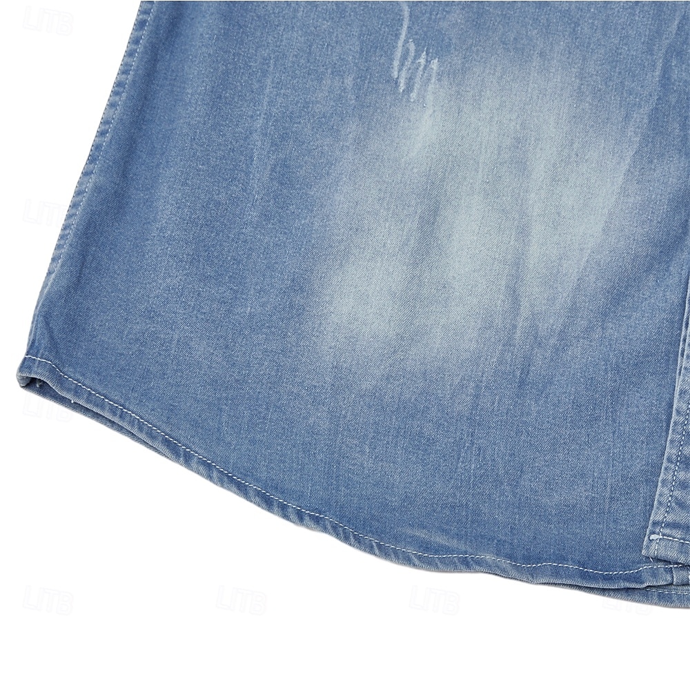 Men's Shirt Chambray Shirt Calico Shirt Button Up Shirt Casual Shirt Denim Shirt Denim Blue Black Dark Navy Blue Long Sleeve Plain Collar Daily Vacation Clothing Apparel Cotton Fashion Casual 2026 - $37.99 &ndash;P12