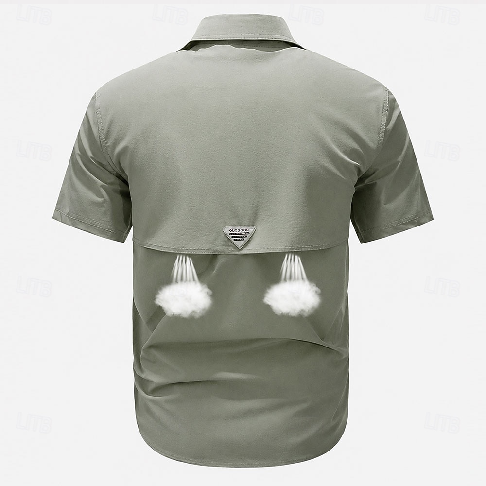Men's Fishing Shirts Cargo Shirt Utility Shirt Short Sleeve Sports & Outdoors Tactical Outdoor Streetwear Spring & Summer Shirt Collar Quick Dry Mesh Black Light Green Army Green Navy Blue Brown 2026 - $27.99 &ndash;P9