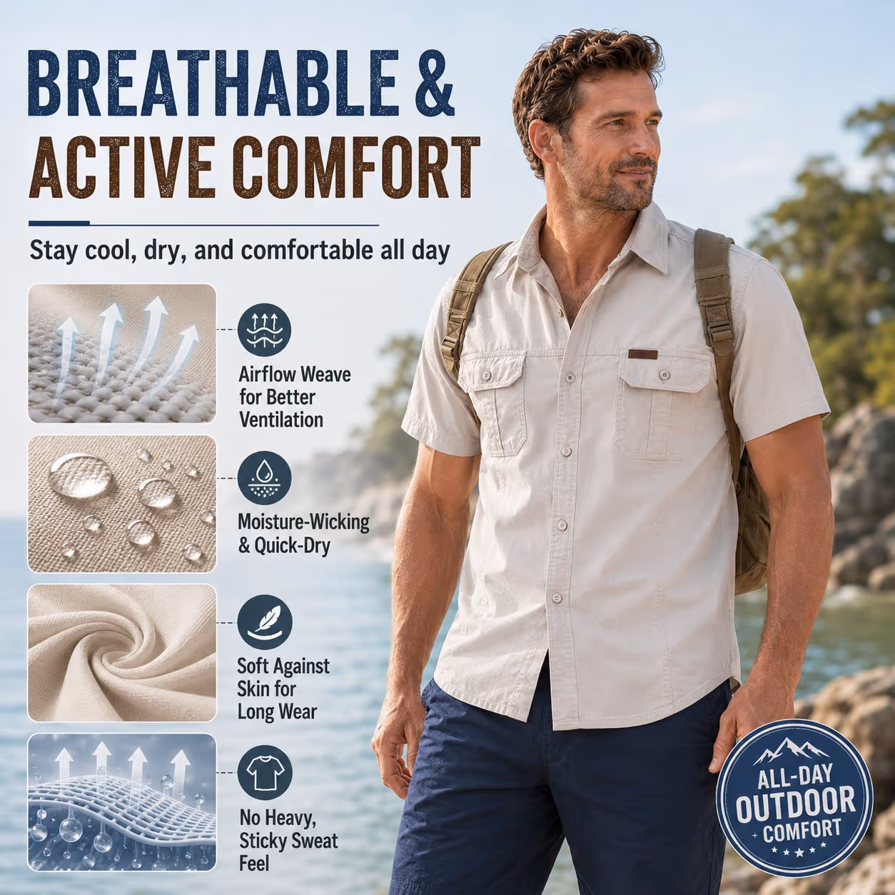 New Men's Lightweight Outdoor Shirt