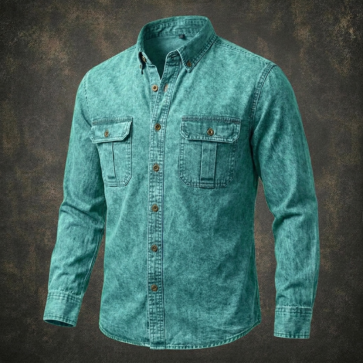 Men Shirt Garment Dyed Acid Wash Shirt Blue Black Red Purple Green Long Sleeve Plain Shirt Collar Casual Daily Front Pocket Clothing Apparel Elegant Fashion Casual 2026 - $33.99 –P3