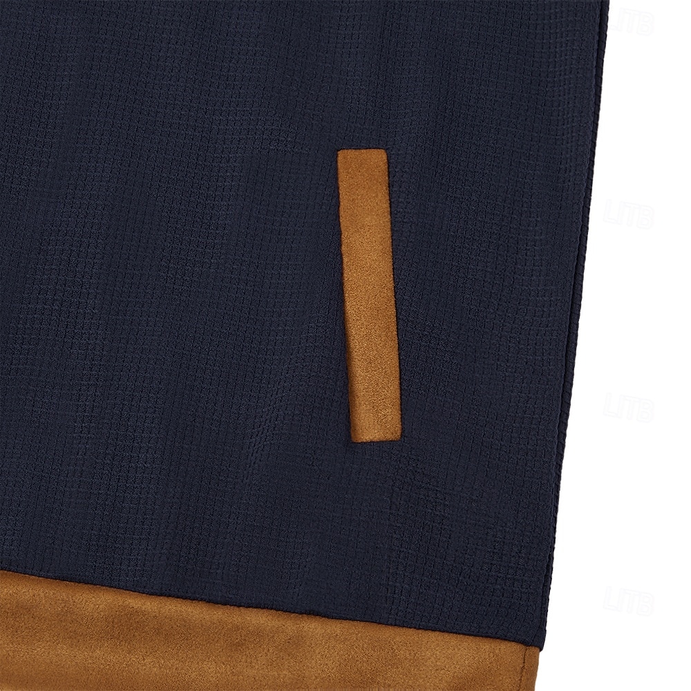 Men's Zip Up Sweatshirt Waffle Sweatshirt Pullover Black Navy Blue Half Zip Plain Pocket Casual Daily Work Polyester Active Vintage Cool Spring Fall Clothing Apparel Hoodies Sweatshirts  Long Sleeve 2026 - $30.99 &ndash;P4