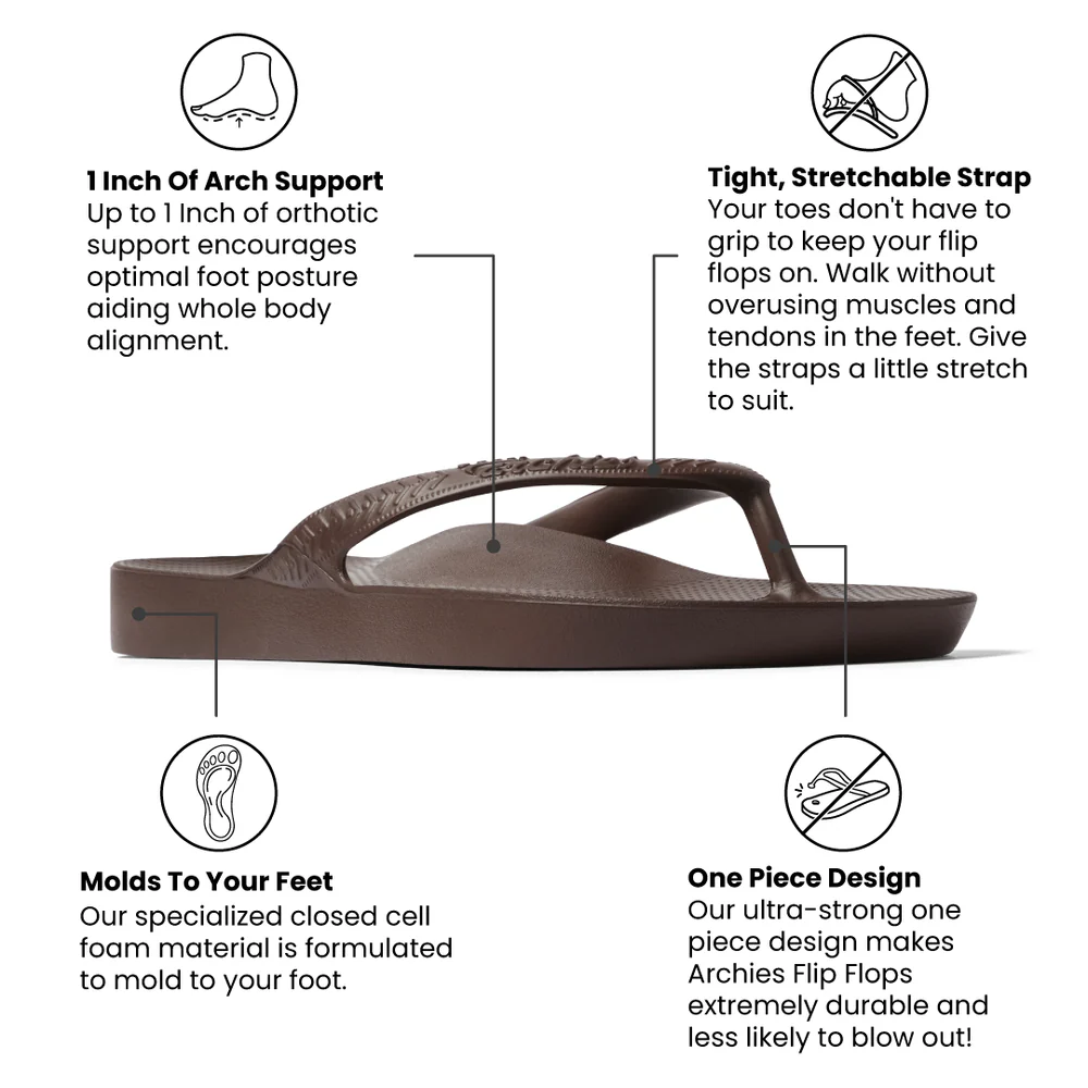 Arch Support Flip Flops - Classic - Brown