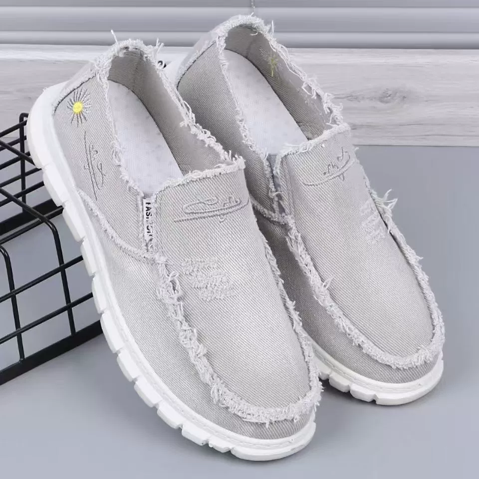 Men's White Distressed Slip-On Shoes