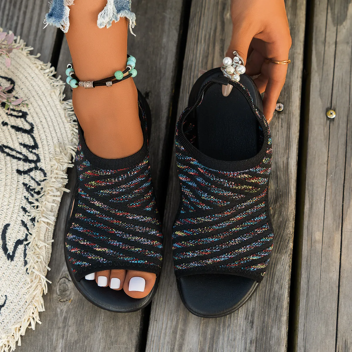 Women's Breathable Knit Platform Sandals