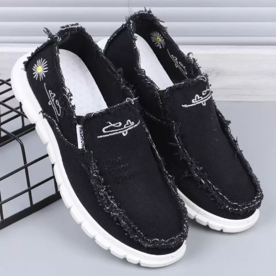 Men's White Distressed Slip-On Shoes