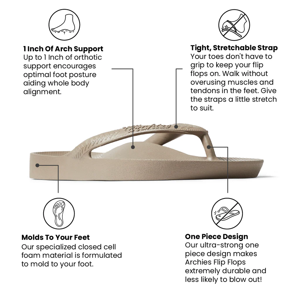 Arch Support Flip Flops - Classic - Brown