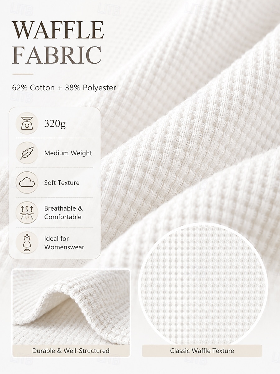 Women's Waffle Shirt Blouse Knit Shirts Texture Solid Color Stylish Basic Classic Long Sleeve Shirt Henry Collar Long Tops Casual Daily Halloween Going out White Purple Orange Beige Spring Fall Winter 2026 - $33.99 &ndash;P1