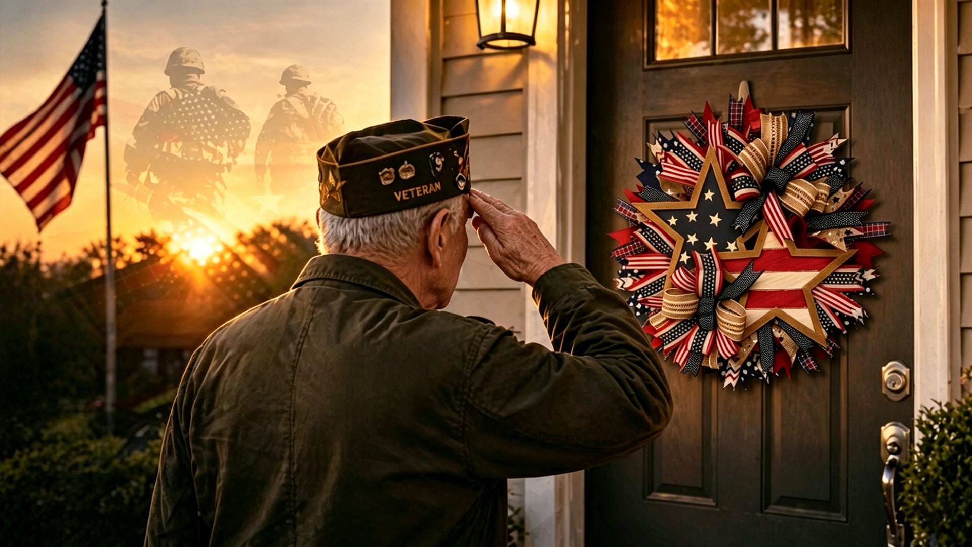 Patriotic wreath on display