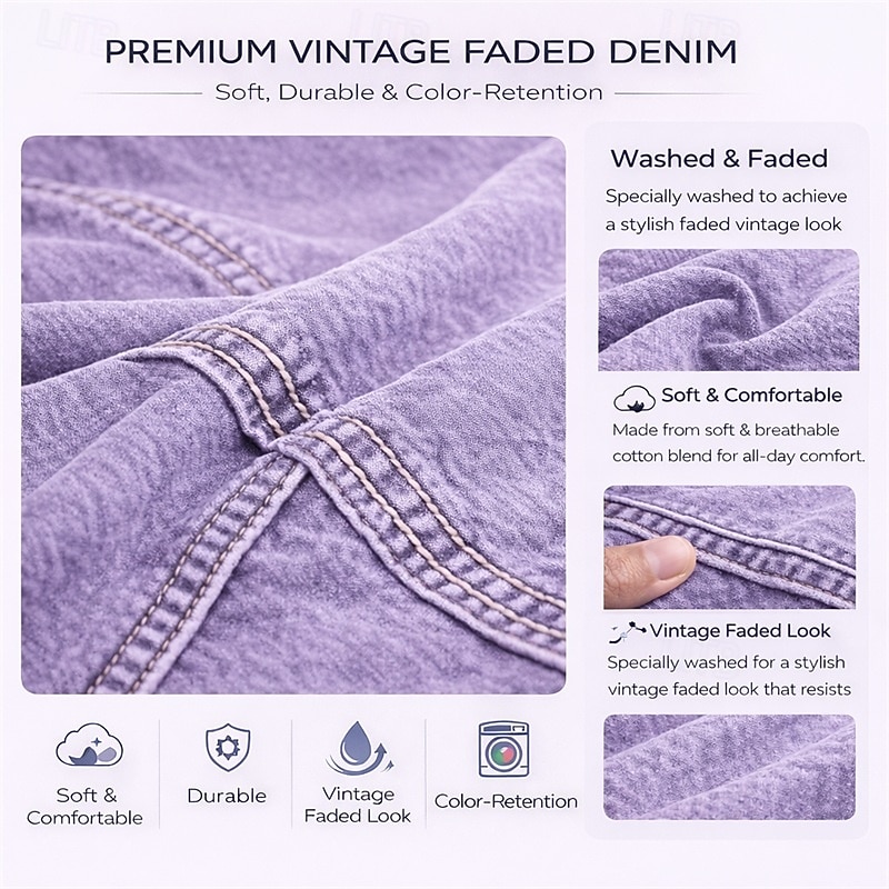 SoftFade&trade; Men Shirt Casual Shirt Cargo Shirt Demin Shirt Acid Wash Shirt Garment Dyed Short Sleeve Plain Shirt Collar Casual Daily Front Pocket Clothing Apparel Elegant Vintage Fashion Casual 2026 - $31.99 &ndash;P8