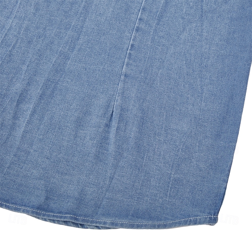 Men's Shirt Chambray Shirt Calico Shirt Button Up Shirt Casual Shirt Denim Shirt Denim Blue Black Dark Navy Blue Long Sleeve Plain Collar Daily Vacation Clothing Apparel Cotton Fashion Casual 2026 - $37.99 &ndash;P15