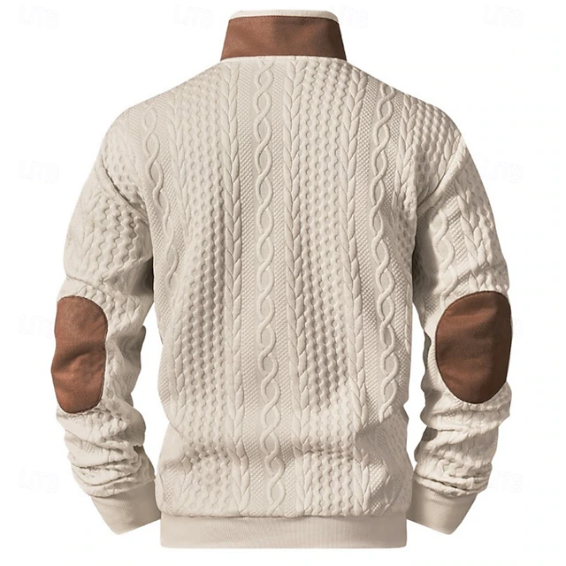Men's Jacquard Sweatshirt Button Up Sweatshirts Pullover