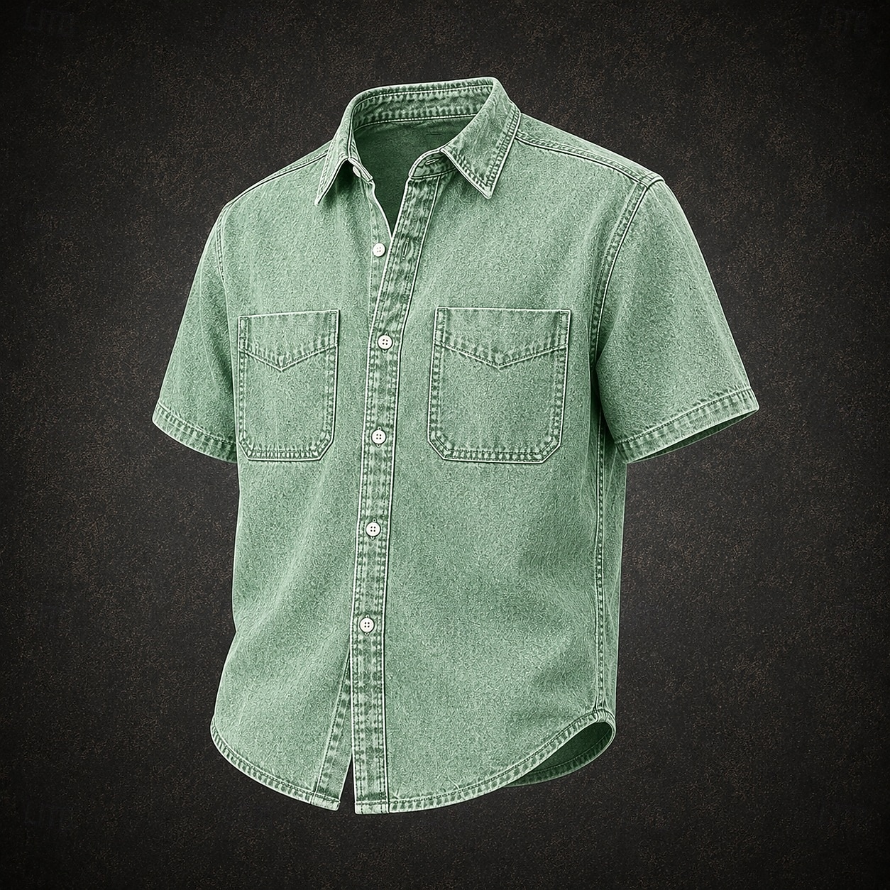 SoftFade&trade; Men Shirt Casual Shirt Cargo Shirt Demin Shirt Acid Wash Shirt Garment Dyed Short Sleeve Plain Shirt Collar Casual Daily Front Pocket Clothing Apparel Elegant Vintage Fashion Casual 2026 - $31.99 &ndash;P1
