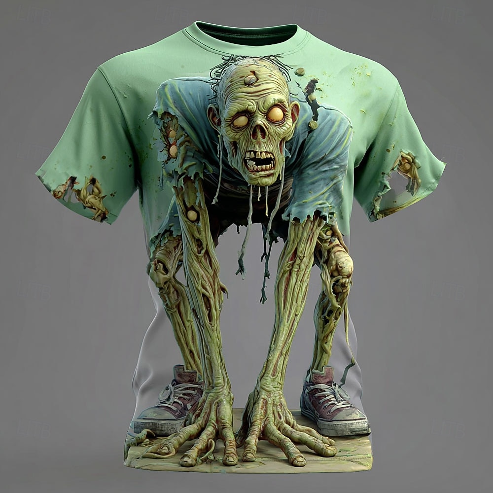 Halloween Men's Optical Illusion Zombies 3D T Shirt Short Sleeve T shirt 3D Print Crew Neck Shirt Exaggerated Designer Horror Party Street Holiday Yellow Blue Purple Summer Spring All Seasons 2026 - $22.99 &ndash;P1