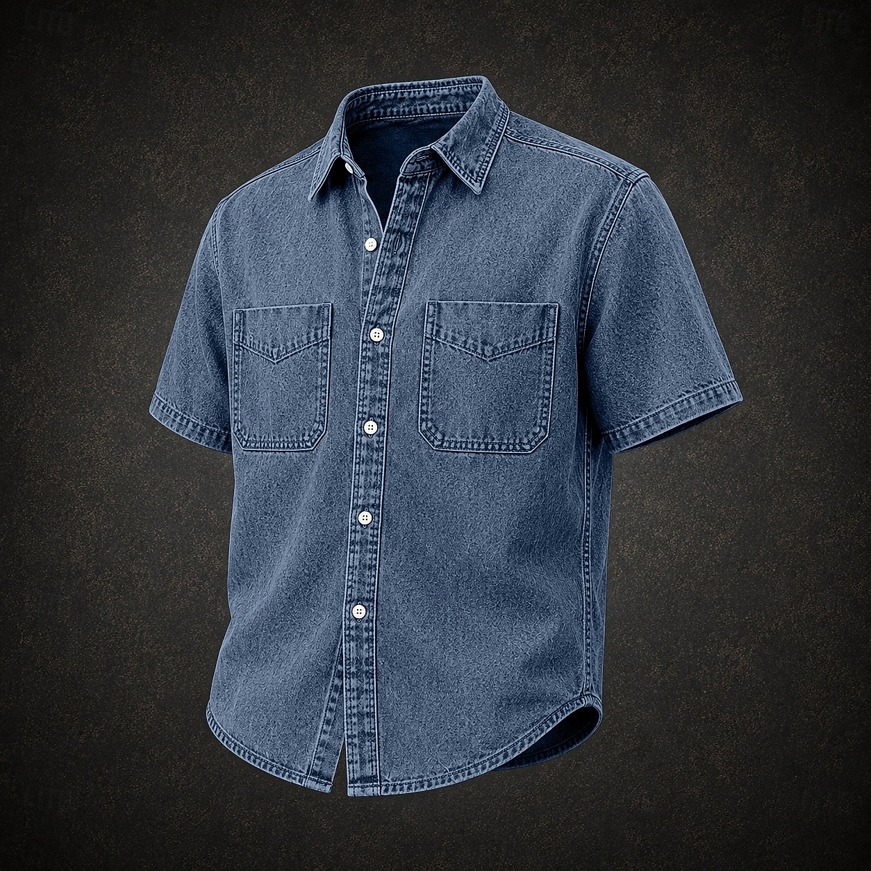 SoftFade&trade; Men Shirt Casual Shirt Cargo Shirt Demin Shirt Acid Wash Shirt Garment Dyed Short Sleeve Plain Shirt Collar Casual Daily Front Pocket Clothing Apparel Elegant Vintage Fashion Casual 2026 - $31.99 &ndash;P10