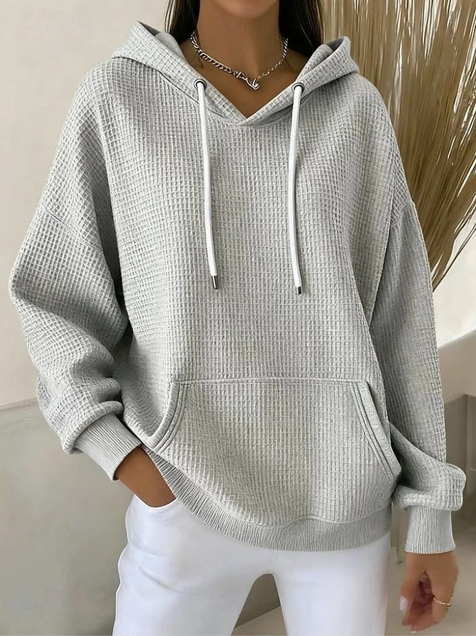 Women's Pullover Hoodie Sweatshirt Pocket Plain Casual Long Sleeve Hooded Regular Tops Blue Black White Pink Fuchsia Spring Fall Winter 2026 - $14.49 &ndash;P5