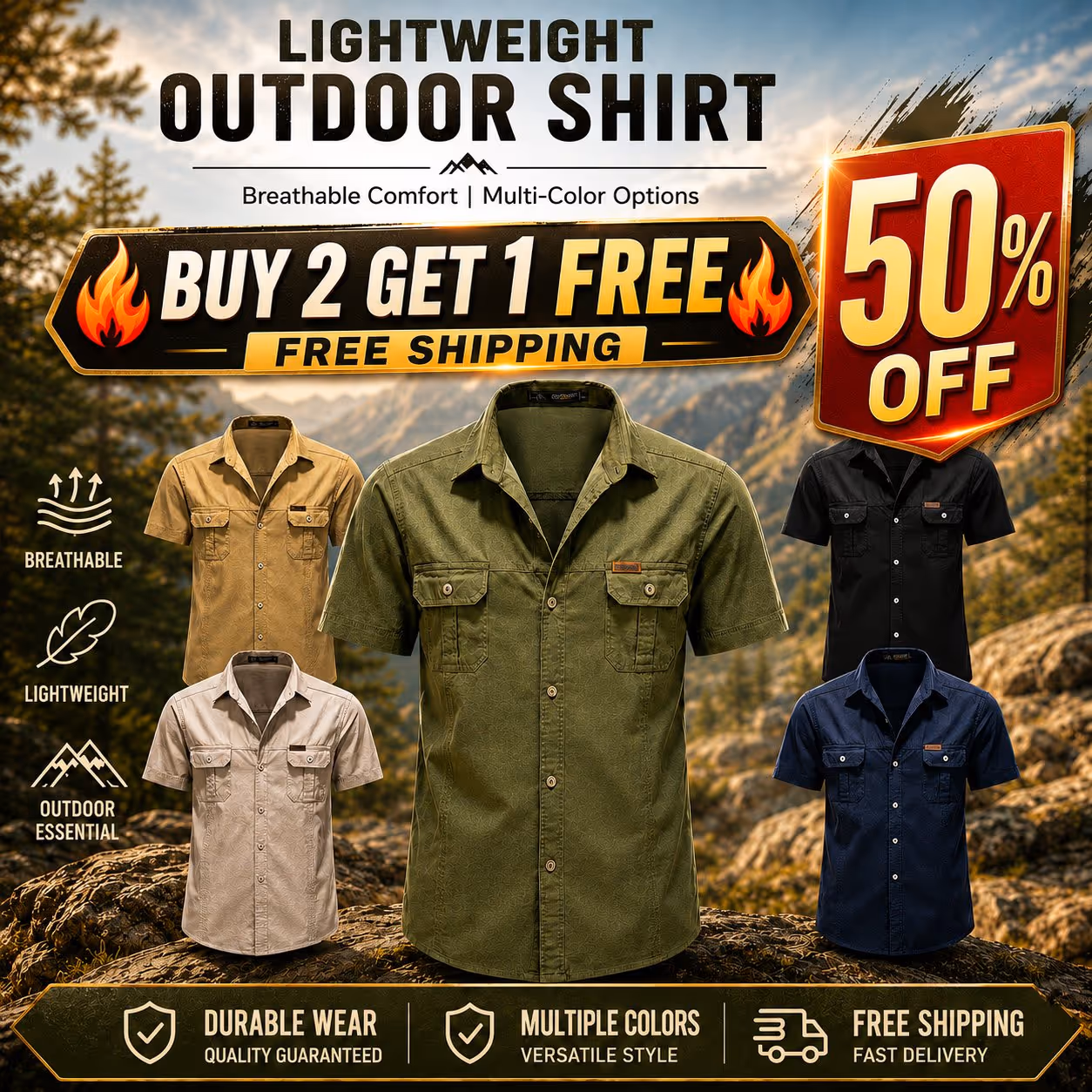 New Men's Lightweight Outdoor Shirt