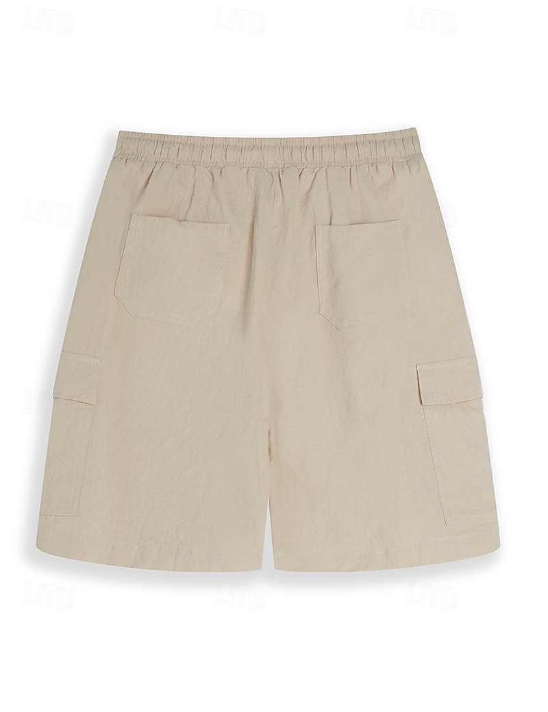 Men's Shorts Linen Shorts Summer Shorts Beach Shorts Drawstring Elastic Waist Multi Pocket Plain Knee Length Outdoor Beach Hawaiian Casual ArmyGreen Black Inelastic 2026 - $24.99 –P15