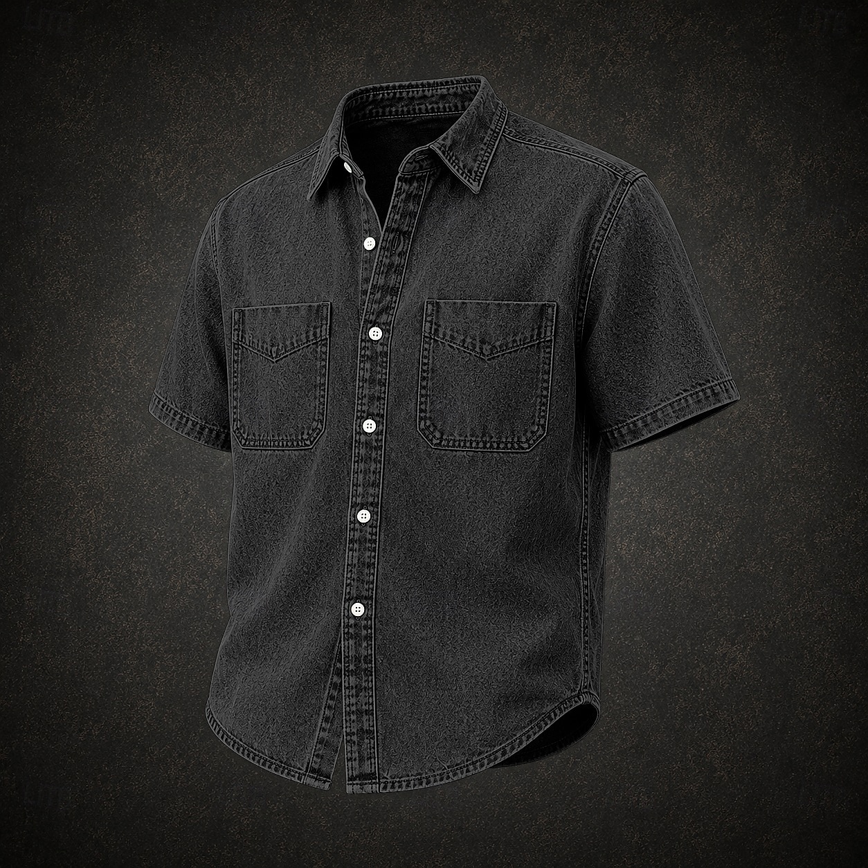SoftFade&trade; Men Shirt Casual Shirt Cargo Shirt Demin Shirt Acid Wash Shirt Garment Dyed Short Sleeve Plain Shirt Collar Casual Daily Front Pocket Clothing Apparel Elegant Vintage Fashion Casual 2026 - $31.99 &ndash;P12