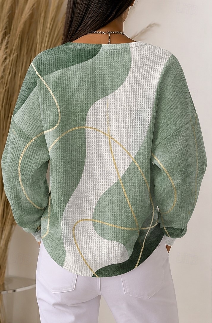 Women's Pullover Sweatshirt Geometric Fashion Streetwear Long Sleeve Crew Neck Regular Tops Casual Dailywear Light Pink Yellow Orange Green khaki Spring Fall Winter 2026 - &euro;28.99 &ndash;P2