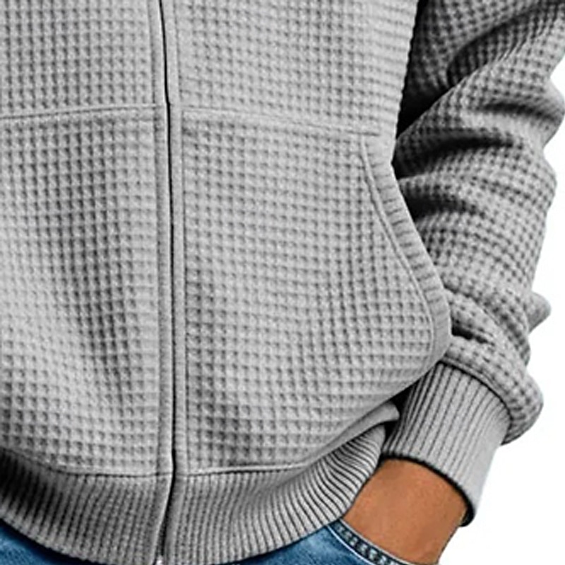 Men's Hoodie Full Zip Hoodie Waffle Hoodies Black White Light Green Army Green Navy Blue Hooded Plain Textured Casual Daily Sports & Outdoor Streetwear Cool Sportswear Fall & Winter Spring & Fall 2026 - €11.69 –P12