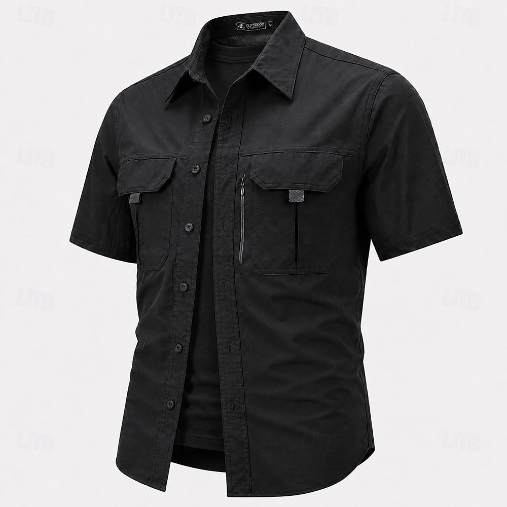 Men's Fishing Shirts Cargo Shirt Utility Shirt Short Sleeve Sports & Outdoors Tactical Outdoor Streetwear Spring & Summer Shirt Collar Quick Dry Mesh Black Light Green Army Green Navy Blue Brown 2026 - $27.99 &ndash;P5