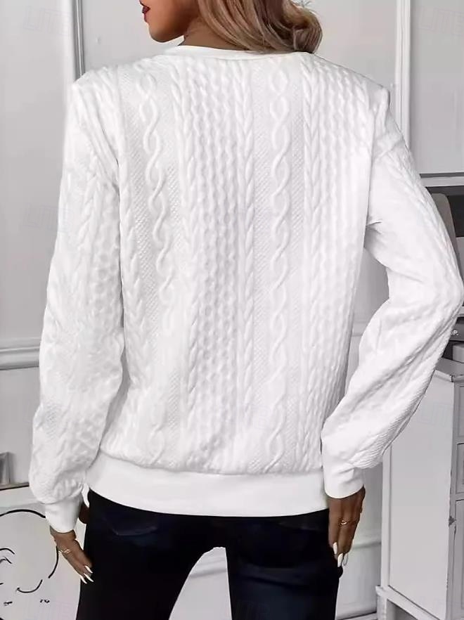 Women's Sweatshirt Elegant Modern Plain Work Crew Neck Zipper Loose Fit Long Sleeve Black White Pink Gray Spring Fall 2026 - $11.99 –P4