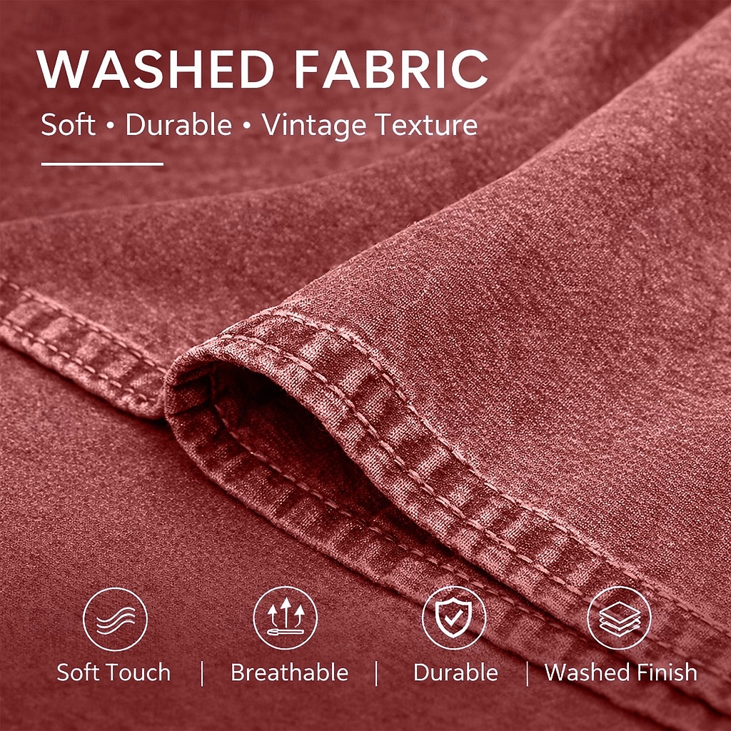 SoftFade&trade; Men Shirt Casual Shirt Work Shirt Western Shirt Button Up Shirt Garment Dyed Blue Black Red Green Long Sleeve Plain Shirt Collar Casual Daily Front Pocket Clothing Apparel Cotton 2026 - $32.99 &ndash;P11
