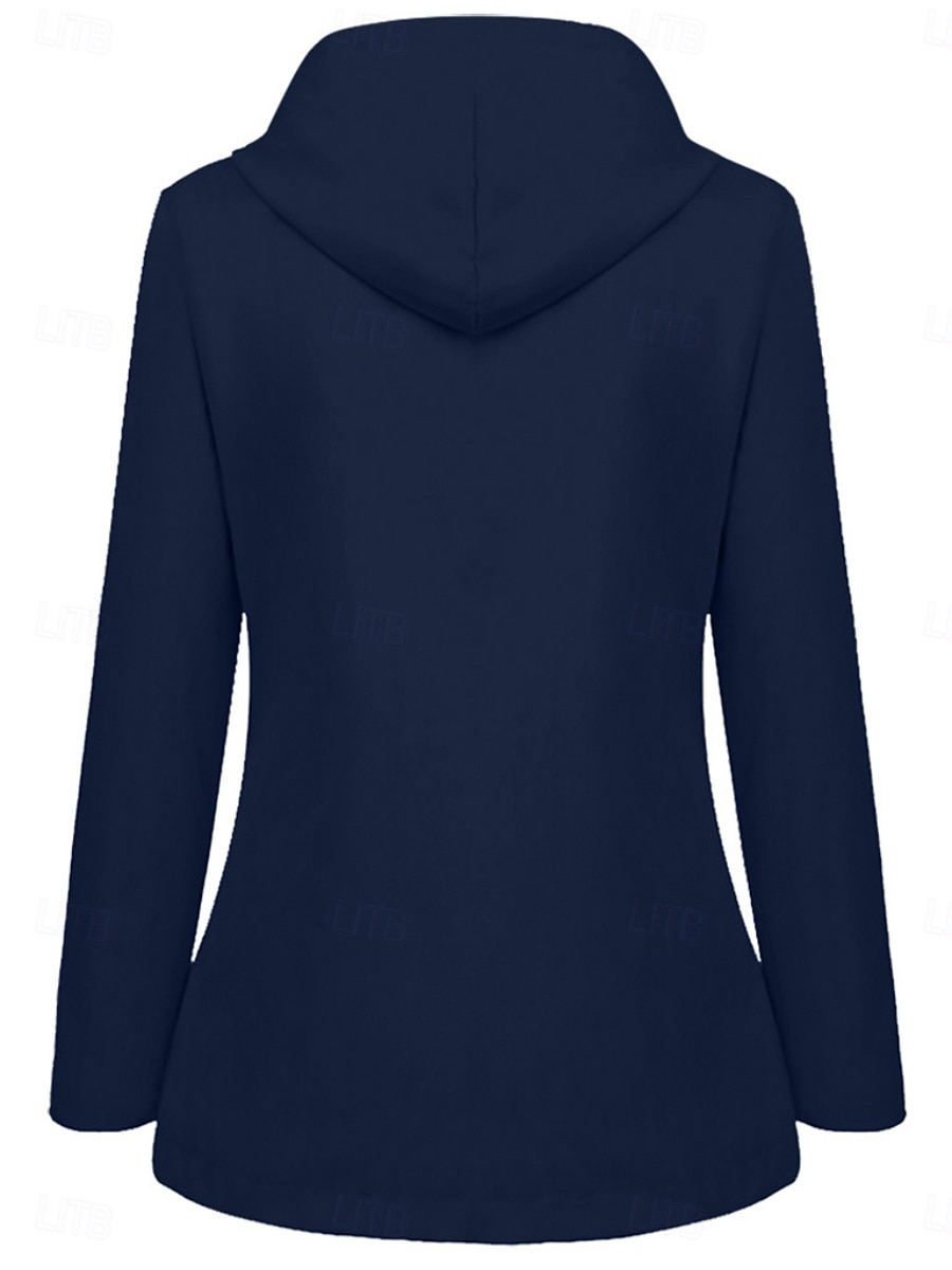 Women's Hoodie Jacket Waterproof Comfortable Pocket Buttons Casual Plain Vacation Street Casual Daily Wear Single Breasted Regular Hooded Regular Fit Long Sleeve Outerwear Yellow Red Navy Blue Spring 2026 - $41.99 &ndash;P4
