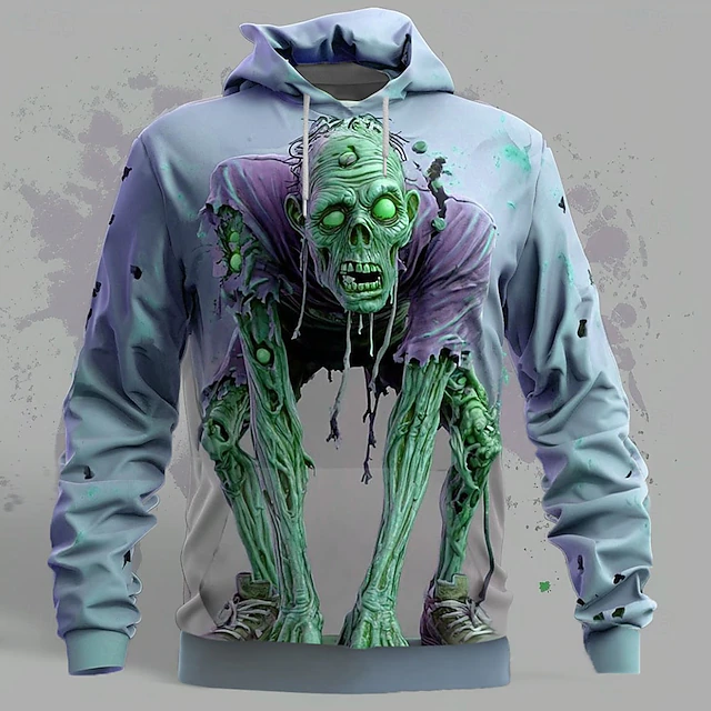 Halloween Men's Optical Illusion Zombies 3D T Shirt Short Sleeve T shirt 3D Print Crew Neck Shirt Exaggerated Designer Horror Party Street Holiday Yellow Blue Purple Summer Spring All Seasons