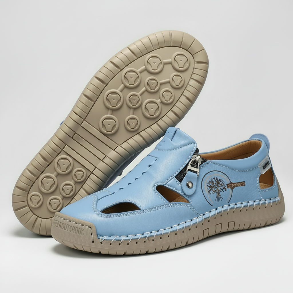 Hand-Stitched Slip-On Summer Loafers | No-Bend Zipper, Breathable & Cool All-Day Comfort
