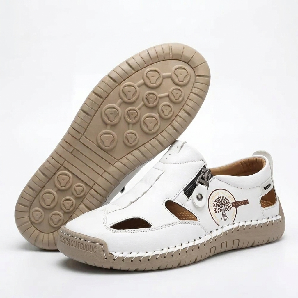 Hand-Stitched Slip-On Summer Loafers | No-Bend Zipper, Breathable & Cool All-Day Comfort