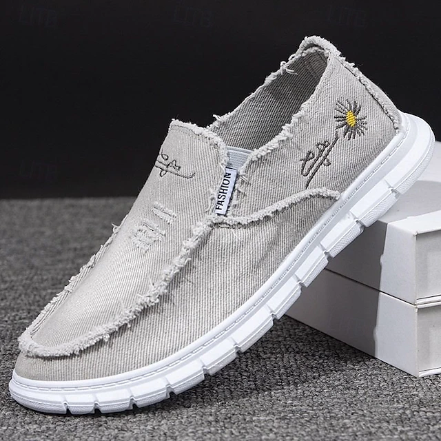 Men's White Distressed Slip-On Shoes
