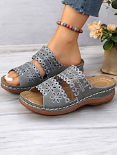 Women's White Slip-On Sandals with Floral Cut-Out Design Comfortable Sole and Casual Style for Summer Wear and Daily Outings