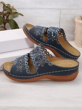 Women's White Slip-On Sandals with Floral Cut-Out Design Comfortable Sole and Casual Style for Summer Wear and Daily Outings