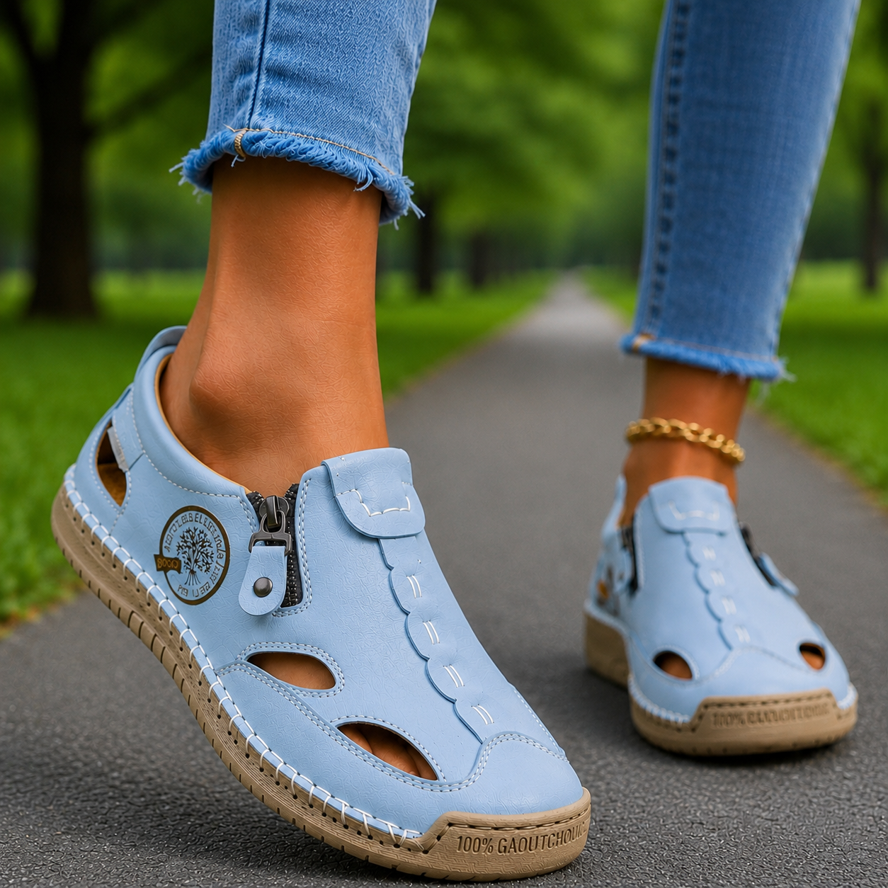 Hand-Stitched Slip-On Summer Loafers | No-Bend Zipper, Breathable & Cool All-Day Comfort