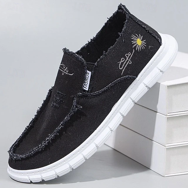 Men's White Distressed Slip-On Shoes